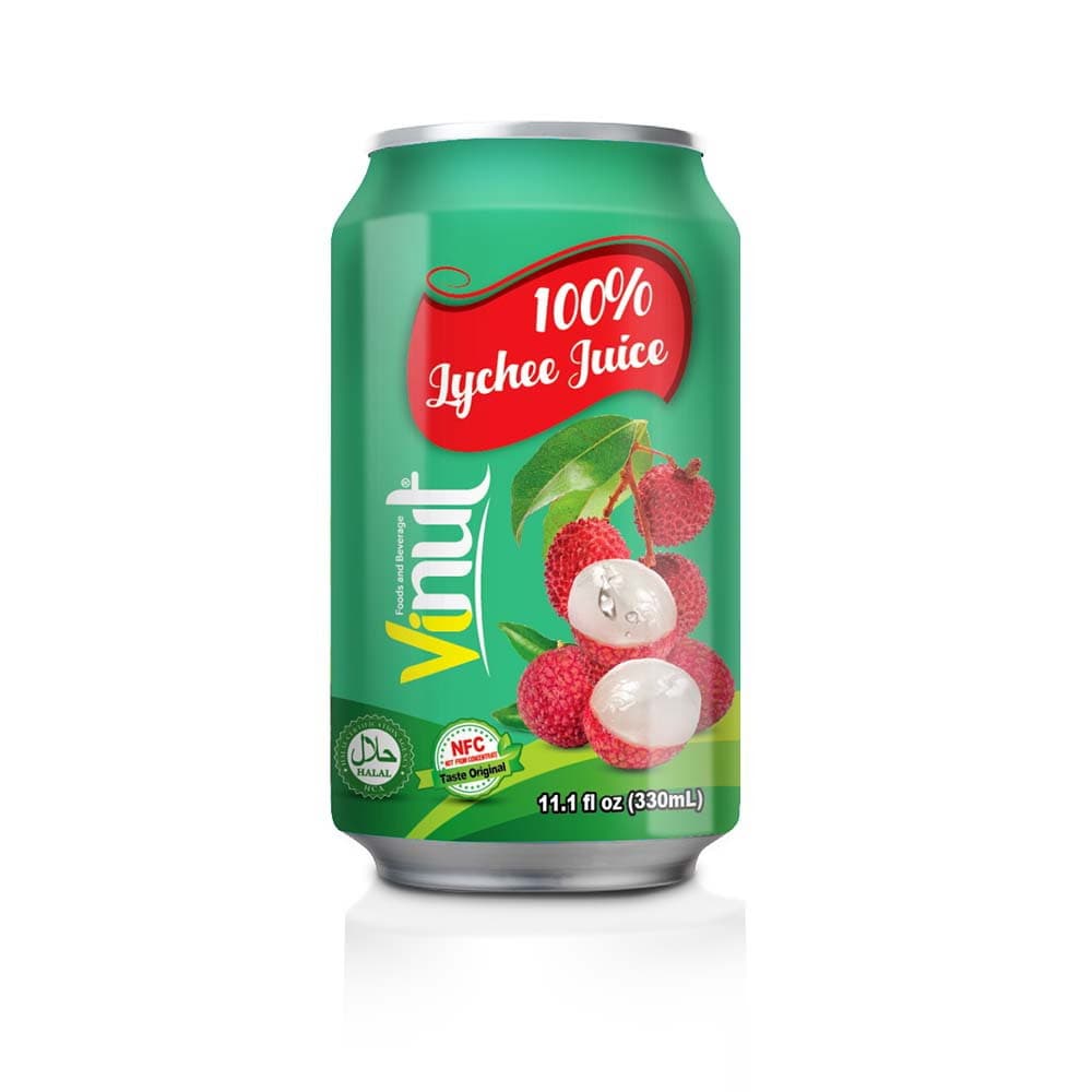 VINUT 100% Sok ličija, 11.1 fl oz (330 mL) pločevinka
