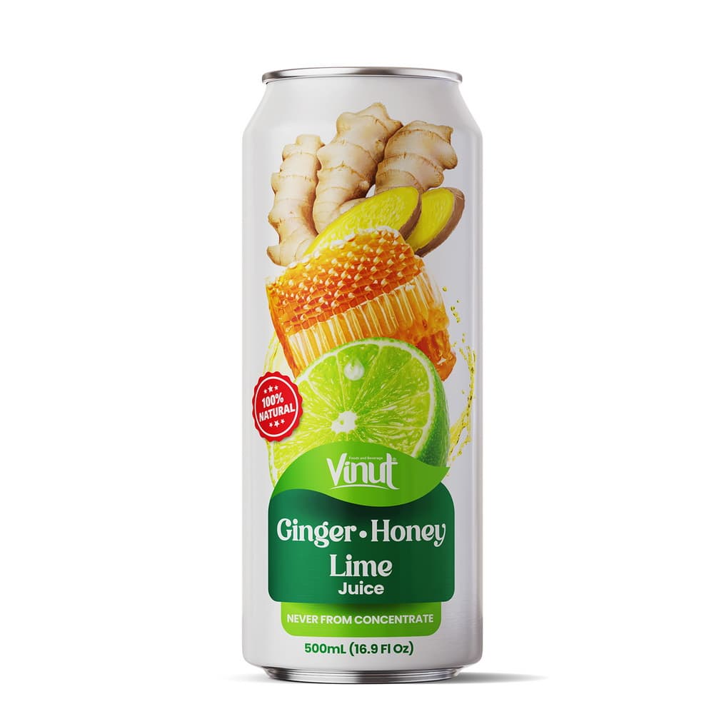 VINUT 100% Naraven napitek z ingverjem, medom in limeto, ne iz koncentrata, 16.9 fl oz (500 ml)