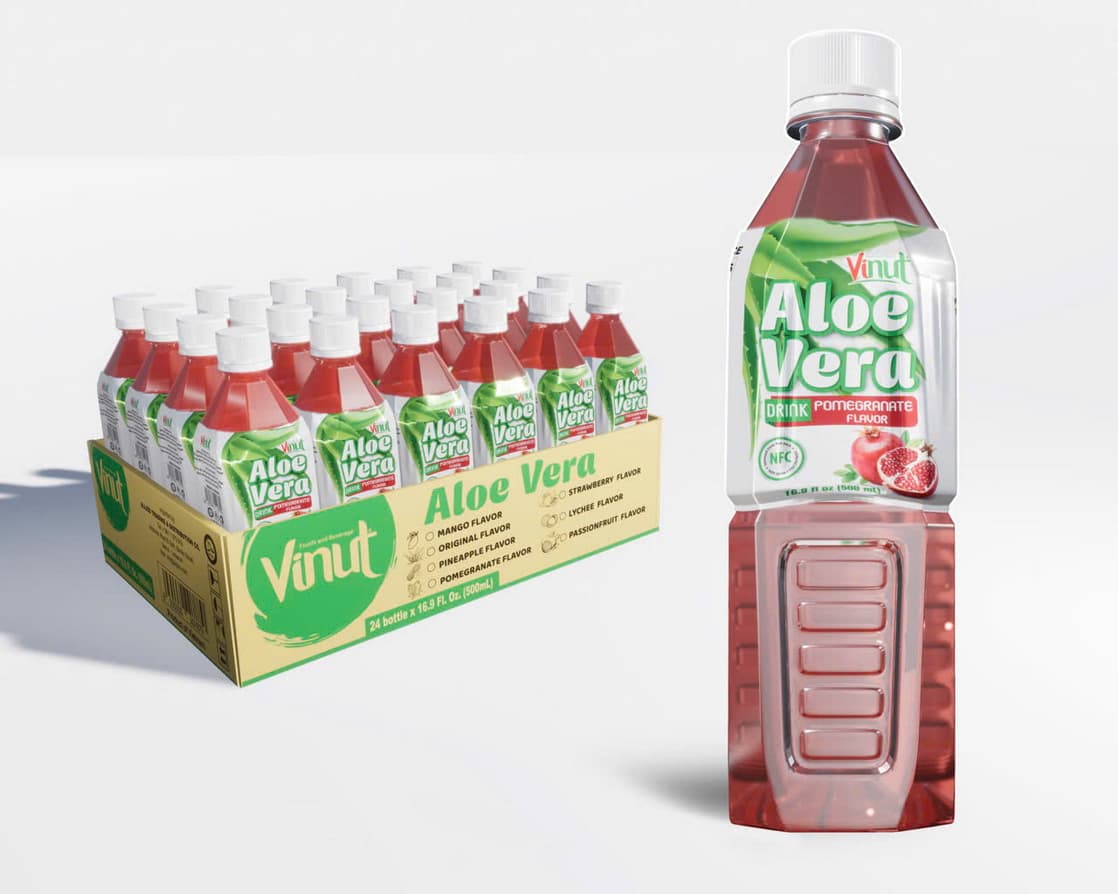 VINUT napitek iz aloe vere z okusom granatnega jabolka 500 ml