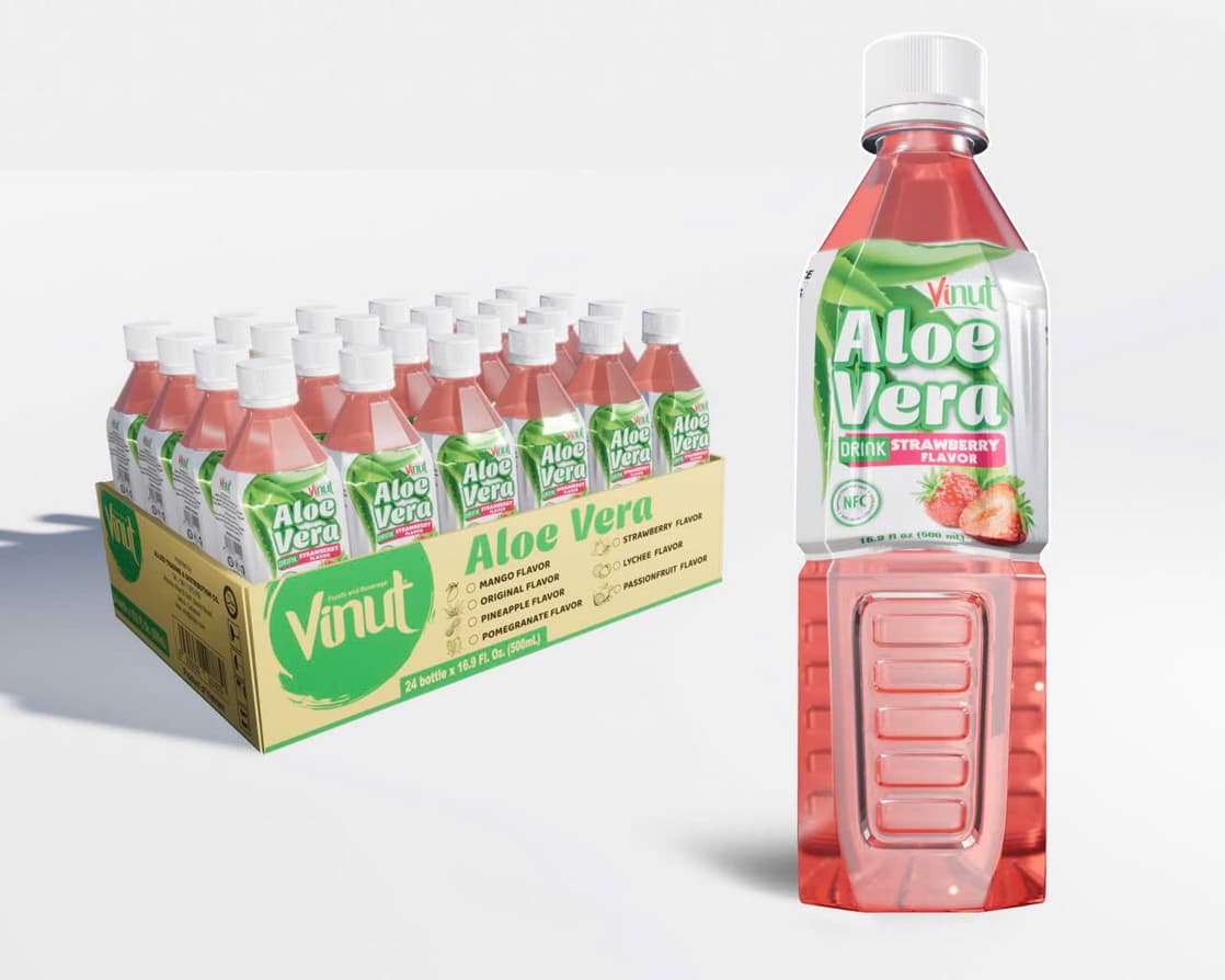 VINUT napitek iz aloe vere z okusom jagode 500 ml