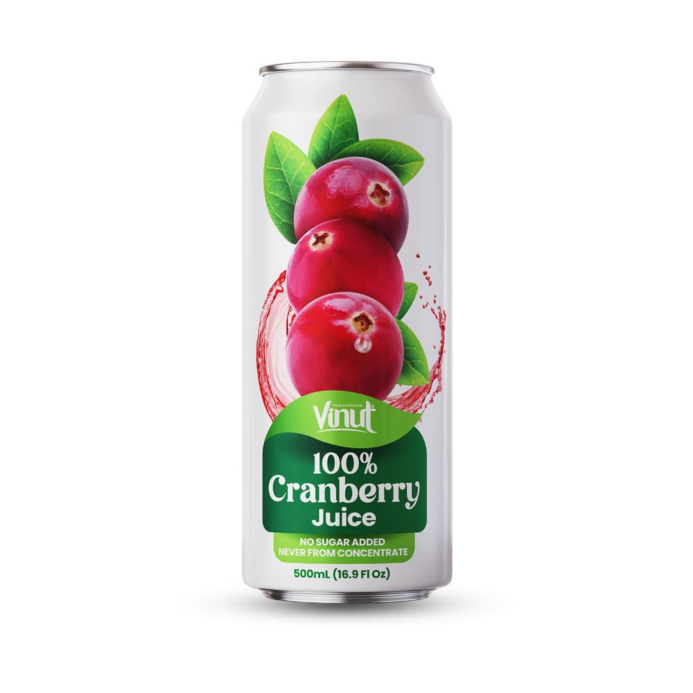 VINUT 100% brusnični sok, brez dodanega sladkorja, nikoli iz koncentrata, slim pločevinka, 16.9 fl oz 500 mL