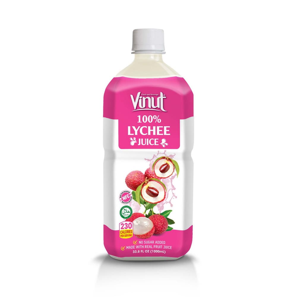 VINUT 100% ličijev sok, Brez dodanega sladkorja, 33.8 fl oz (1.000 mL) PET plastenka
