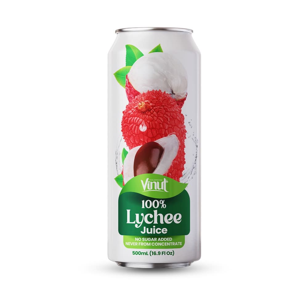 VINUT 100% ličijev sok, brez dodanega sladkorja, nikoli iz koncentrata, slim pločevinka, 16.9 fl oz 500 mL