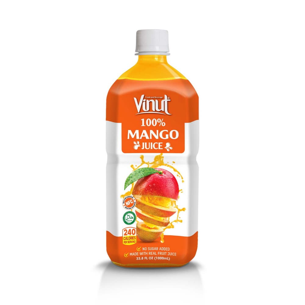 VINUT 100% Mangov sok, Brez dodanega sladkorja, 33.8 fl oz (1,000 mL) PET plastenka