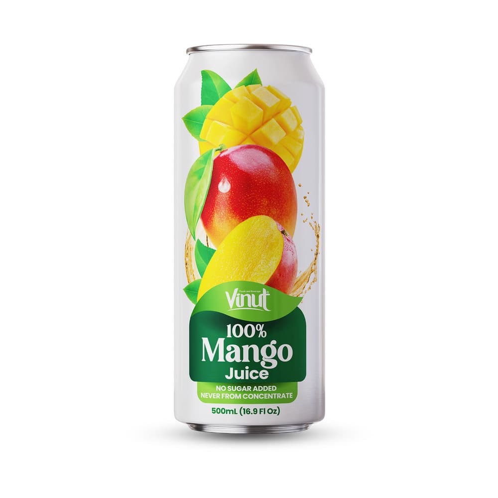 VINUT 100% Sok manga, Brez dodanega sladkorja, Nikoli iz koncentrata, Tanka pločevinka, 16.9 fl oz 500 mL