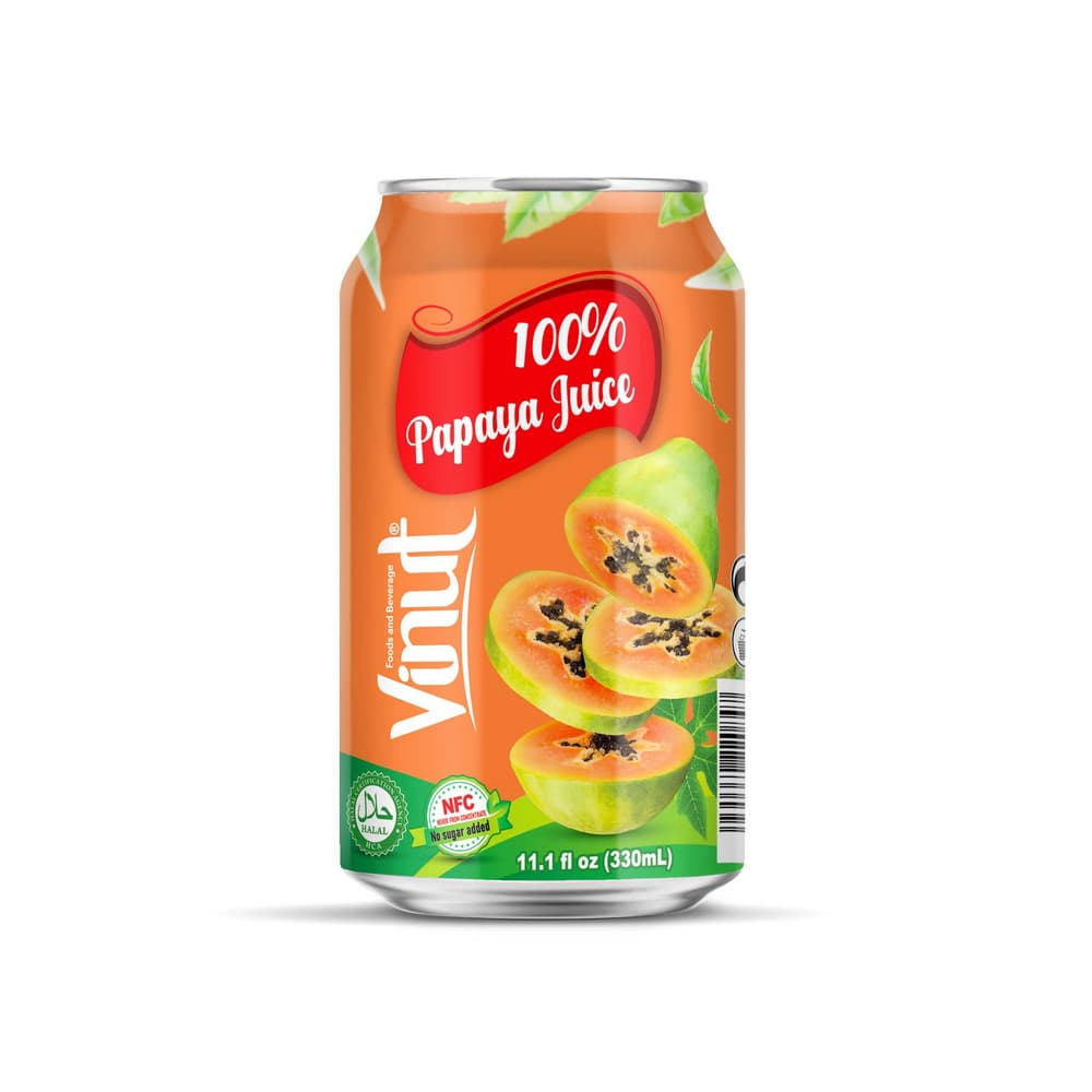 VINUT 100% Sok papaje, NFC, brez dodanega sladkorja, pločevinka, 11.1 fl oz 330 mL