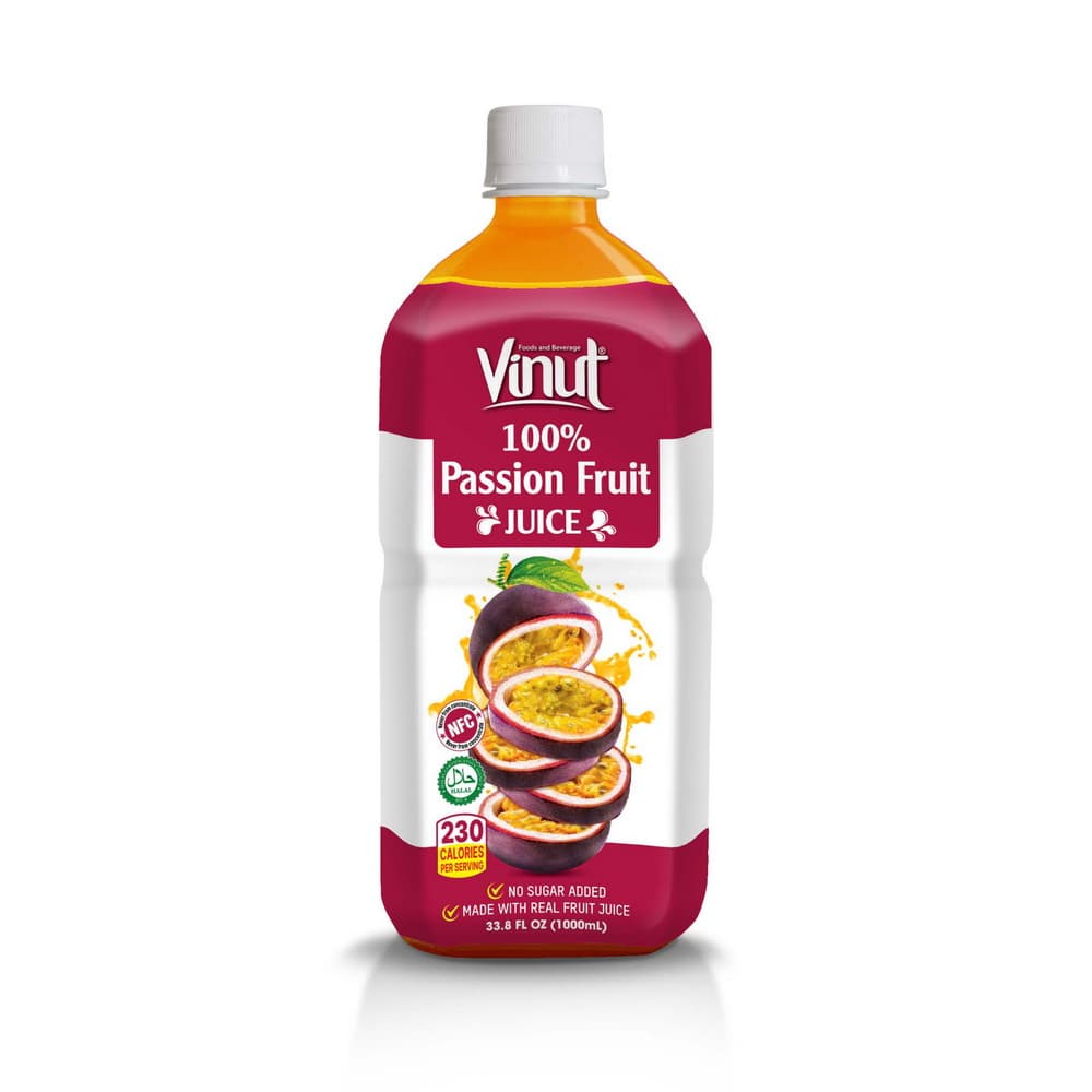 VINUT 100% sok pasijonke, NFC, brez dodanega sladkorja, PET plastenka, 33.8 fl oz 1000 mL