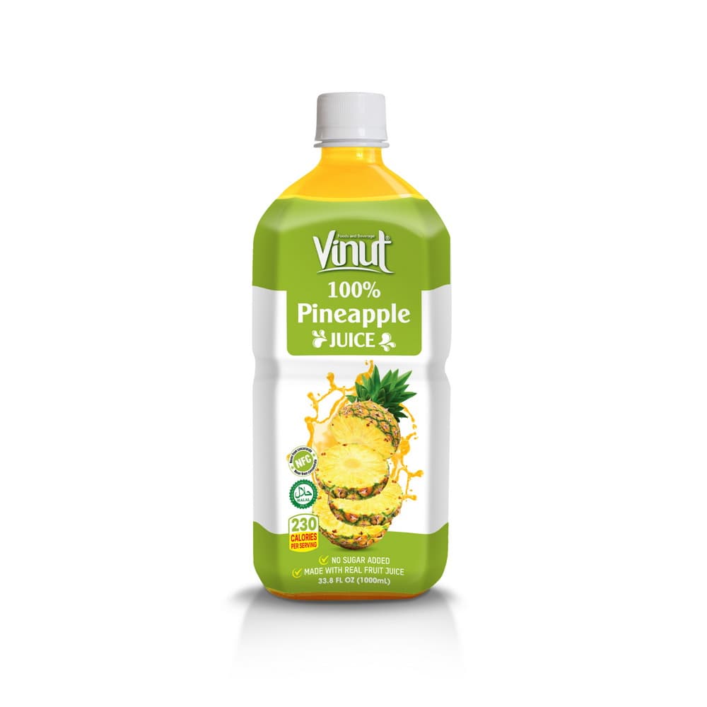 VINUT 100% Ananasov Sok, Brez Dodanega Sladkorja, 33.8 fl oz (1.000 mL) PET Plastenka