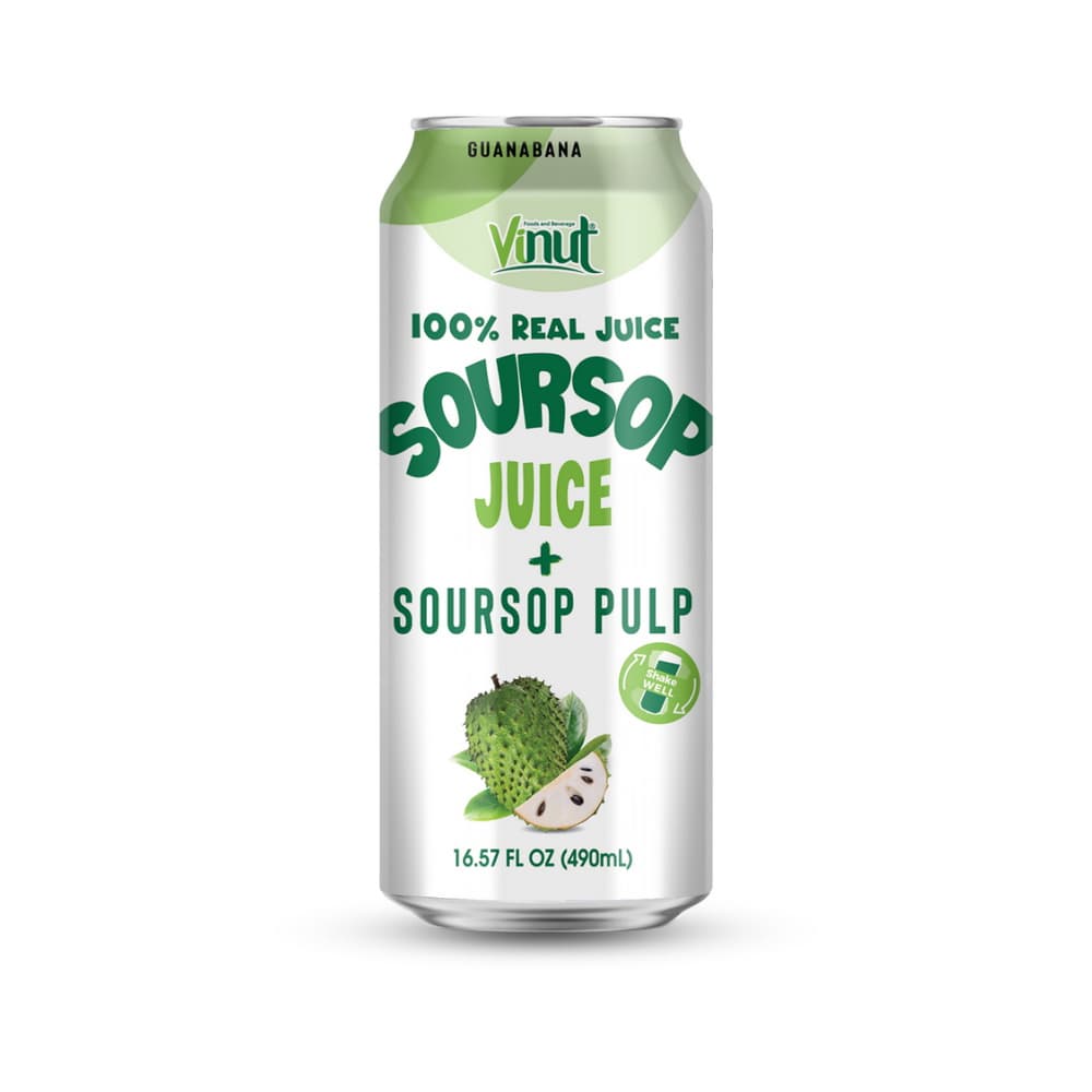 VINUT 100% pravi sok graviola sok + graviola pulpa, tanka pločevinka, 16.57 fl oz 490 mL