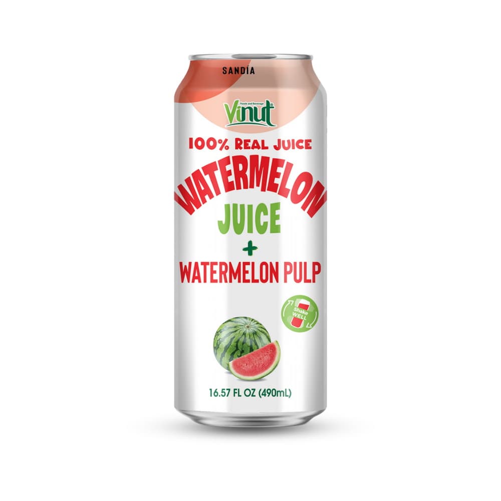 VINUT 100% pravi sok iz lubenice z lubenično pulpo, pločevinka, 16.57 fl oz 490 mL