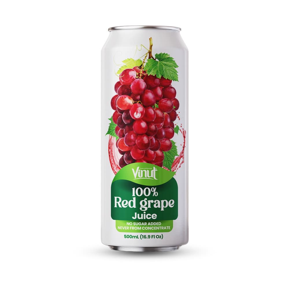 VINUT 100% Sok rdečega grozdja, brez dodanega sladkorja, nikoli iz koncentrata, tanka pločevinka, 500 ml (16.9 fl oz)