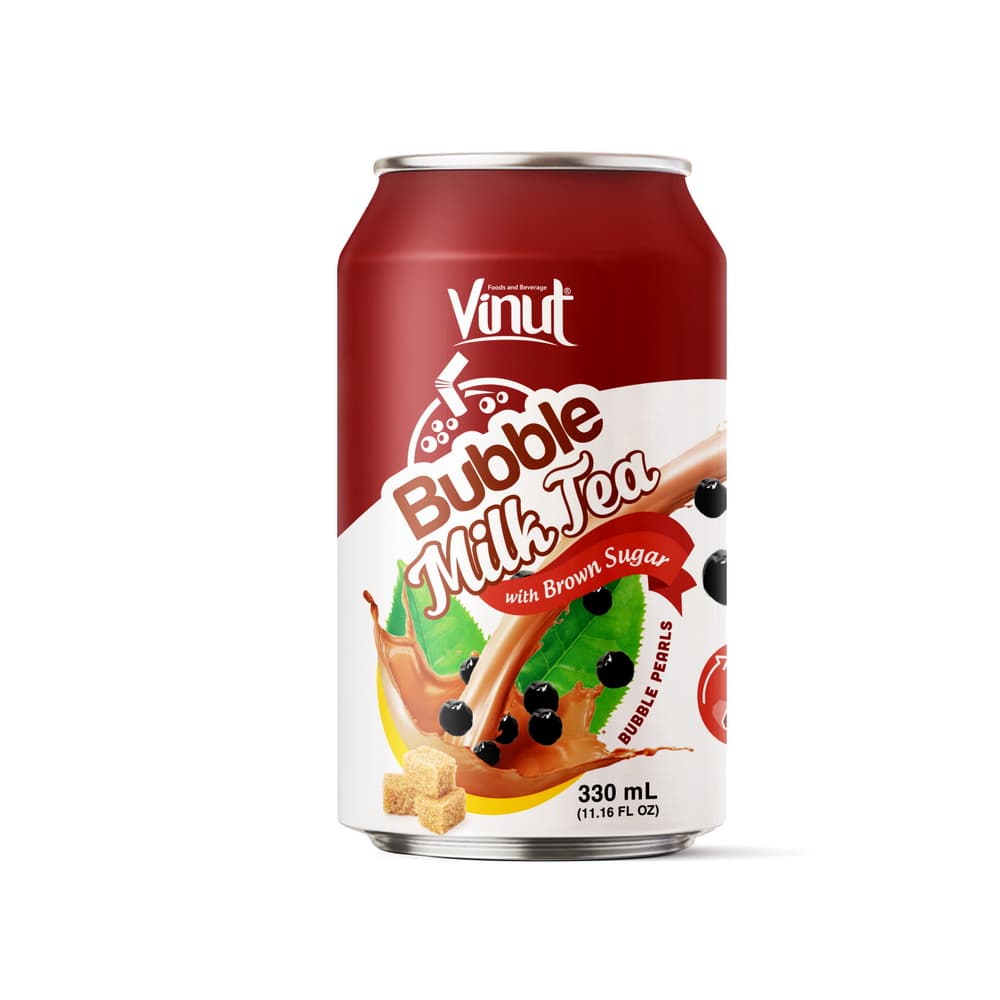 VINUT Mlečni čaj z mehurčki z rjavim sladkorjem, Pločevinka, 11.16 fl oz 330 mL