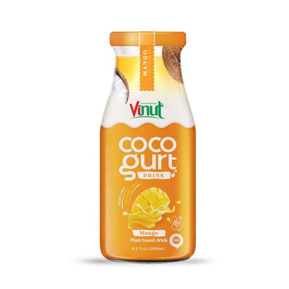 VINUT Cocogurt napitek Mango, Steklenica, 9.8 fl oz 280 mL
