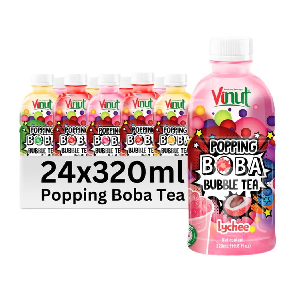 VINUT Liči Čaj z mehurčki s pokajočimi boba kroglicami, PET plastenka, 10.8 fl oz (320 mL)