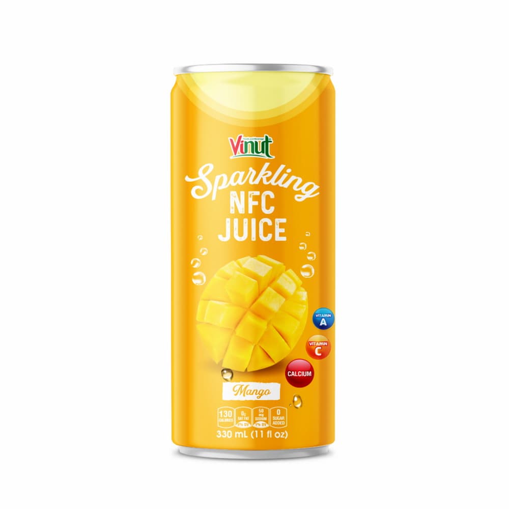 VINUT Gaziran NFC sok z mangom, brez dodanega sladkorja, tanka pločevinka, 11 fl oz (330 mL)