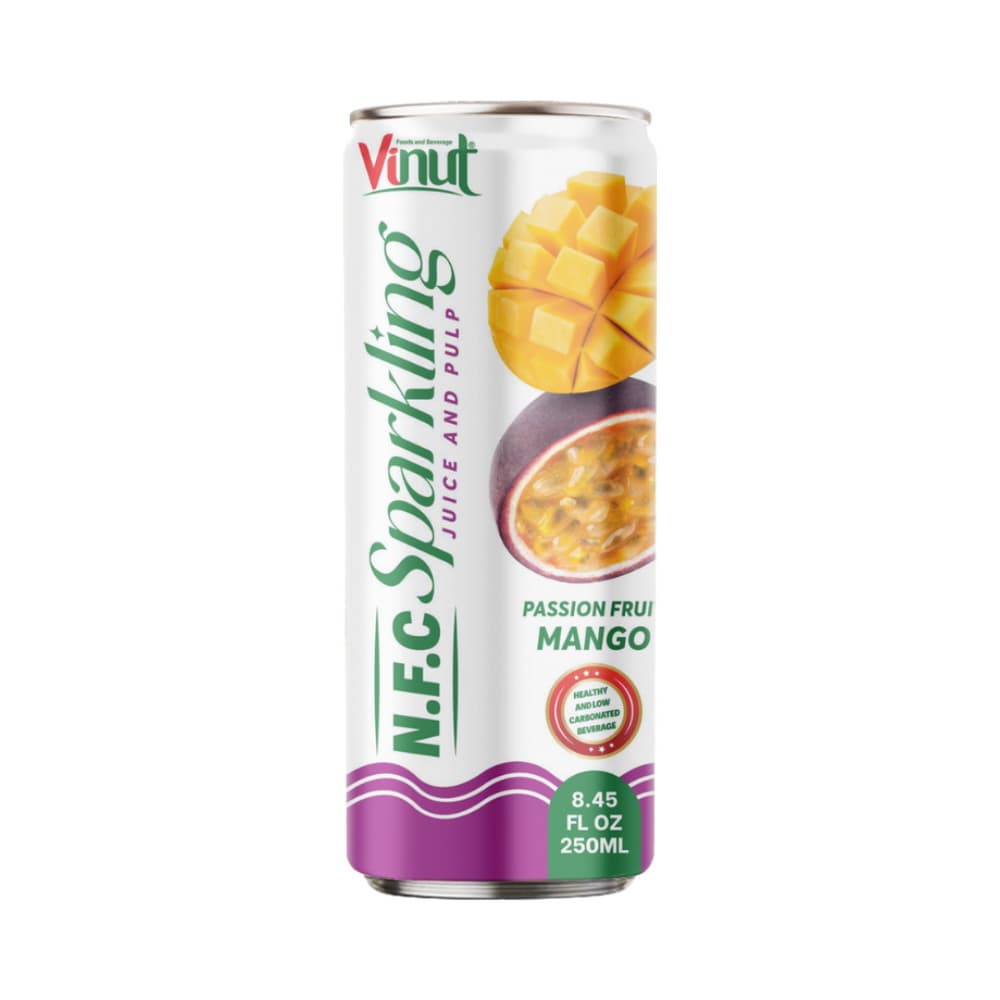 VINUT N.F.C peneči sok z vlakninami pasijonka in mango, tanka pločevinka, 8.45 fl oz 250 mL