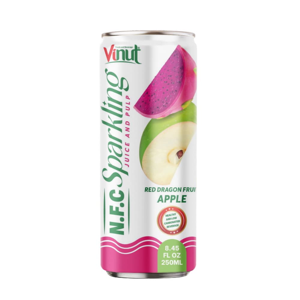 VINUT N.F.C peneči sok z vlakninami rdeči zmajev sadež in jabolko, tanka pločevinka, 8.45 fl oz 250 mL