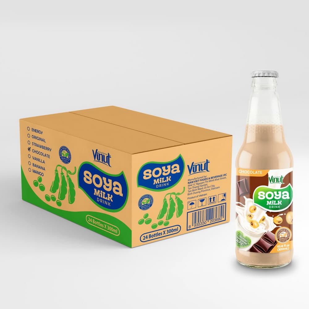 VINUT Sojin napitek, čokolada, brez GSO, 100% čista soja, steklenica, 10.14 fl oz (300 mL)